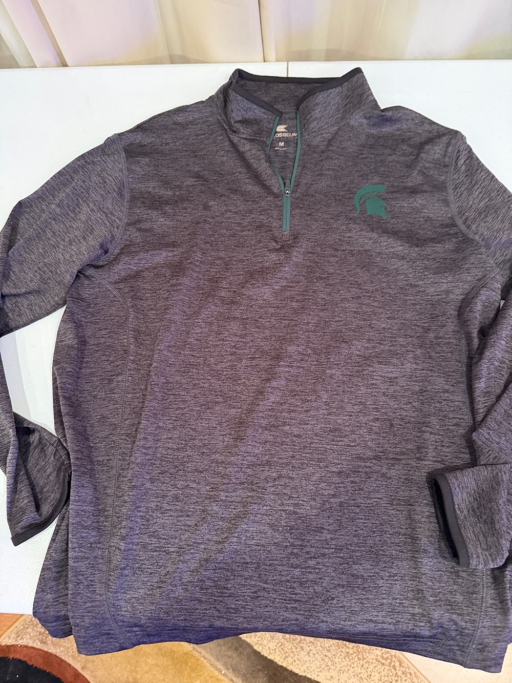 Colosseum Heather Gray Quarter-Zip Top with Green Logo